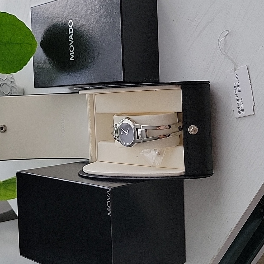 Movado Silver & Black Watch